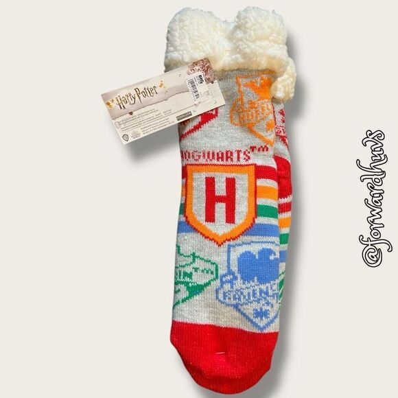 Harry Potter Gray & Multi-Color Hogwarts Sherpa-Cuff Slipper Socks - Picture 5 of 7